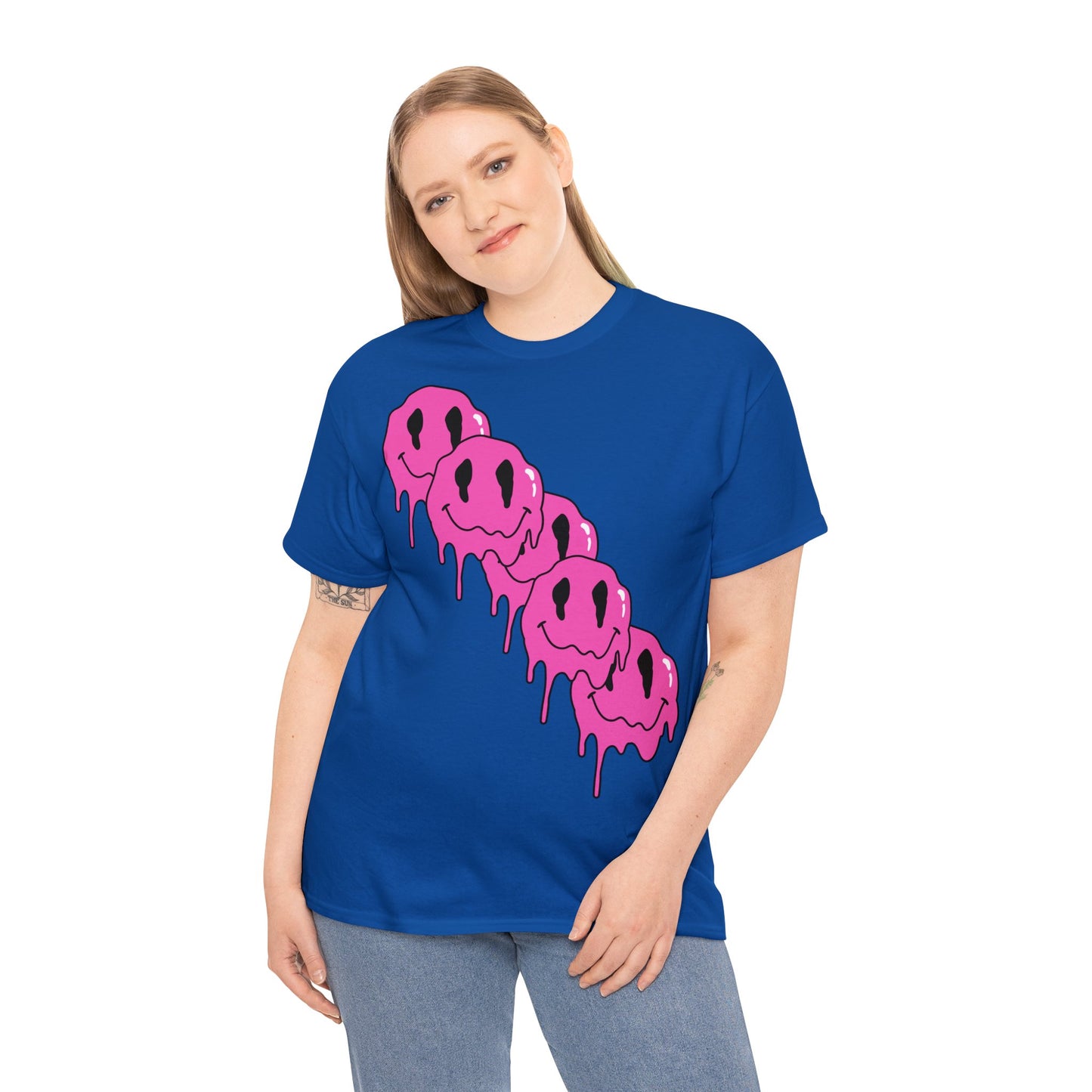 Unisex T-Shirt with Melting Smiley Face (Multiple Colours)
