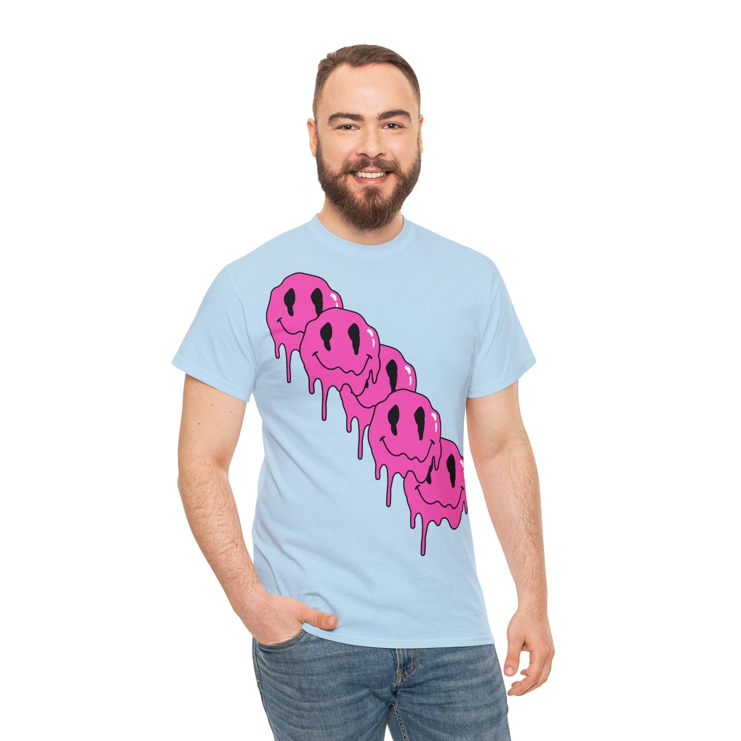 Unisex T-Shirt with Melting Smiley Face (Multiple Colours)