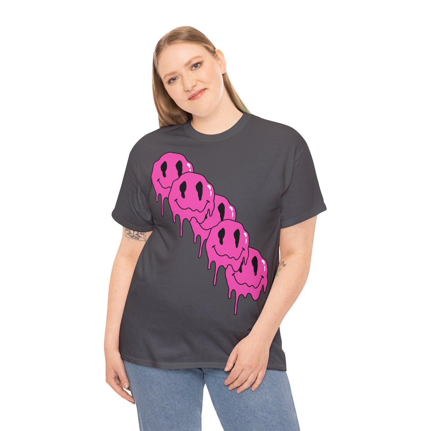Unisex T-Shirt with Melting Smiley Face (Multiple Colours)