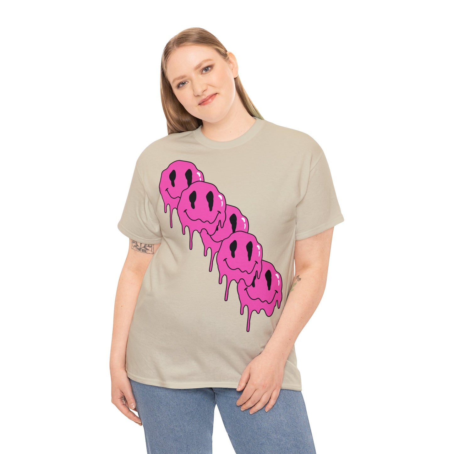 Unisex T-Shirt with Melting Smiley Face (Multiple Colours)