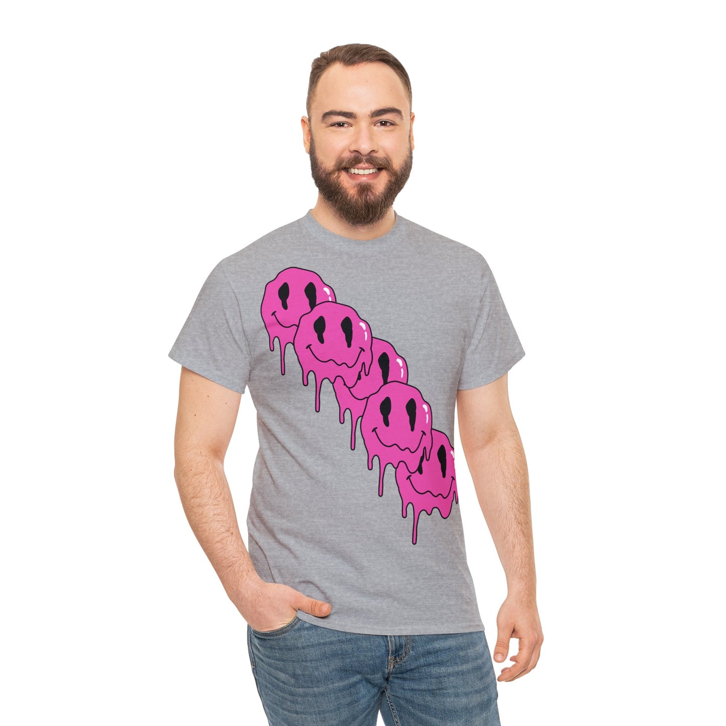 Unisex T-Shirt with Melting Smiley Face (Multiple Colours)