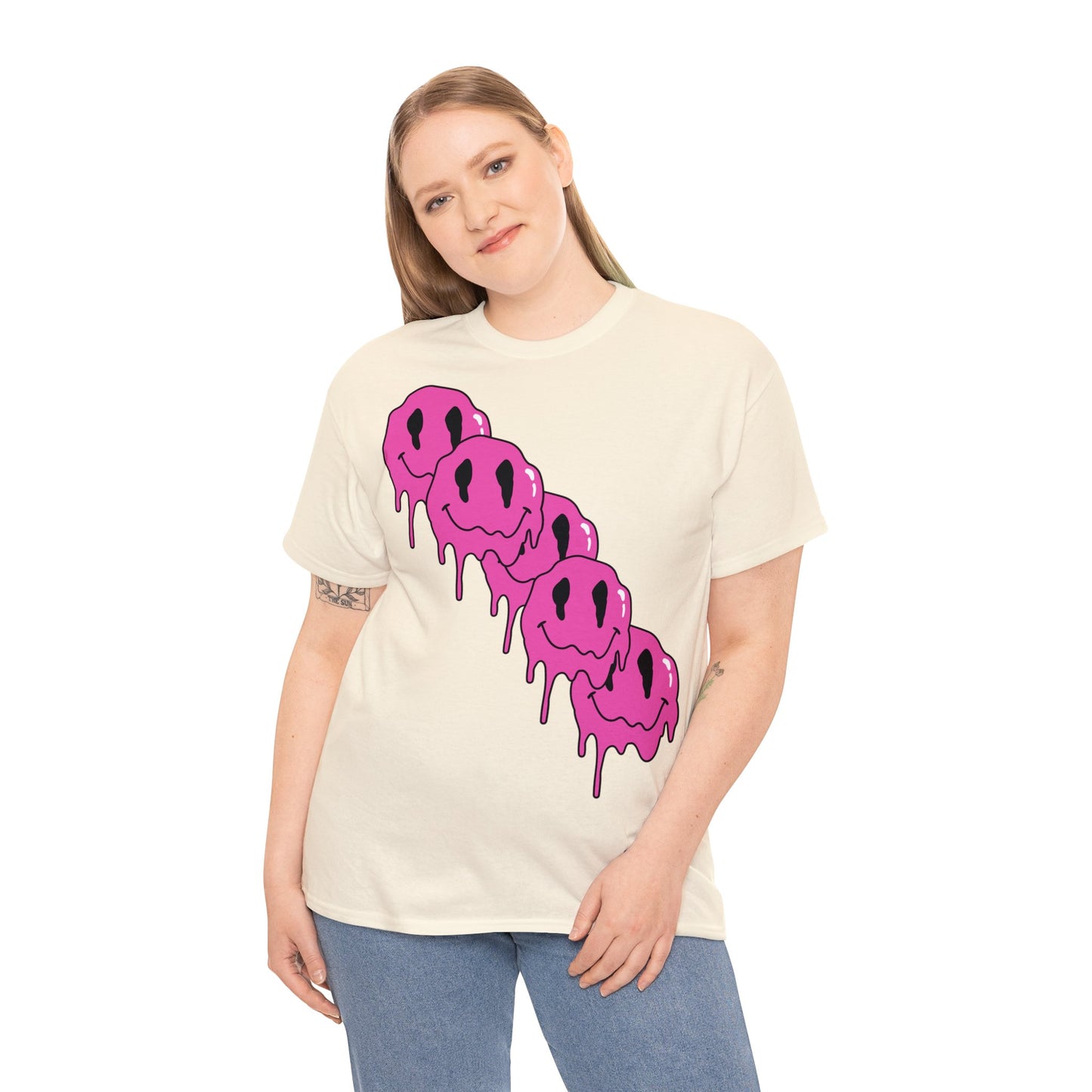 Unisex T-Shirt with Melting Smiley Face (Multiple Colours)