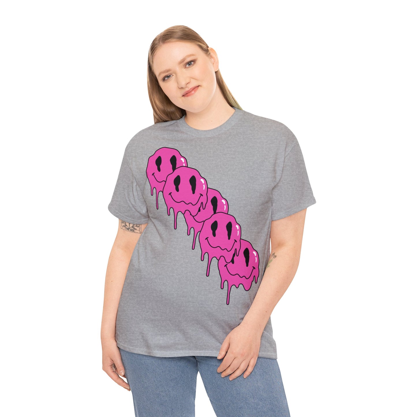 Unisex T-Shirt with Melting Smiley Face (Multiple Colours)