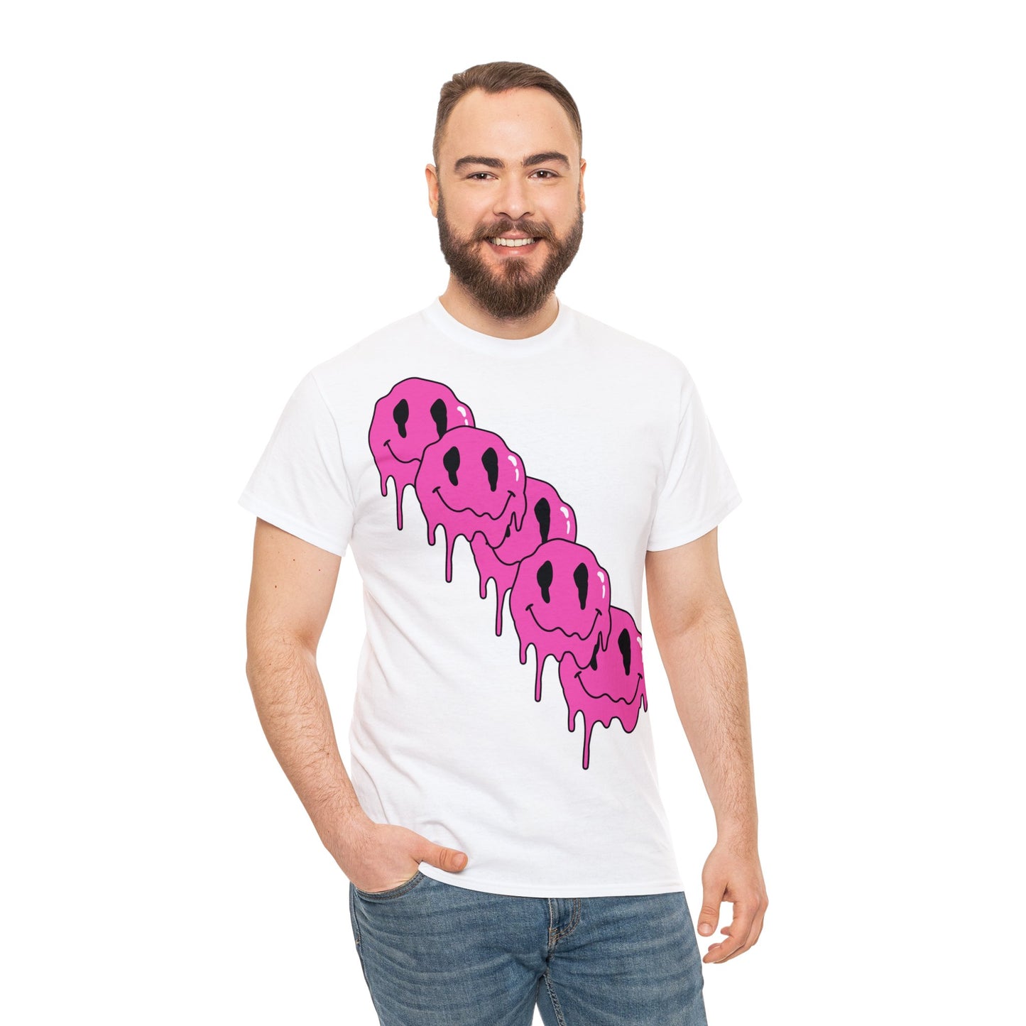 Unisex T-Shirt with Melting Smiley Face (Multiple Colours)