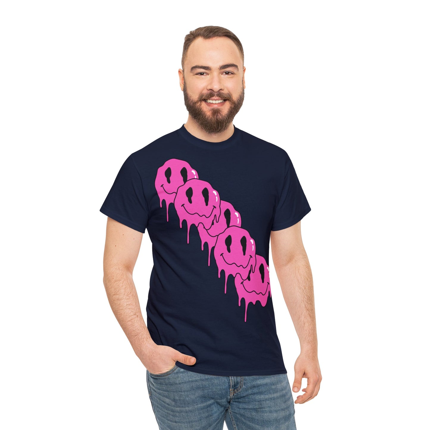 Unisex T-Shirt with Melting Smiley Face (Multiple Colours)