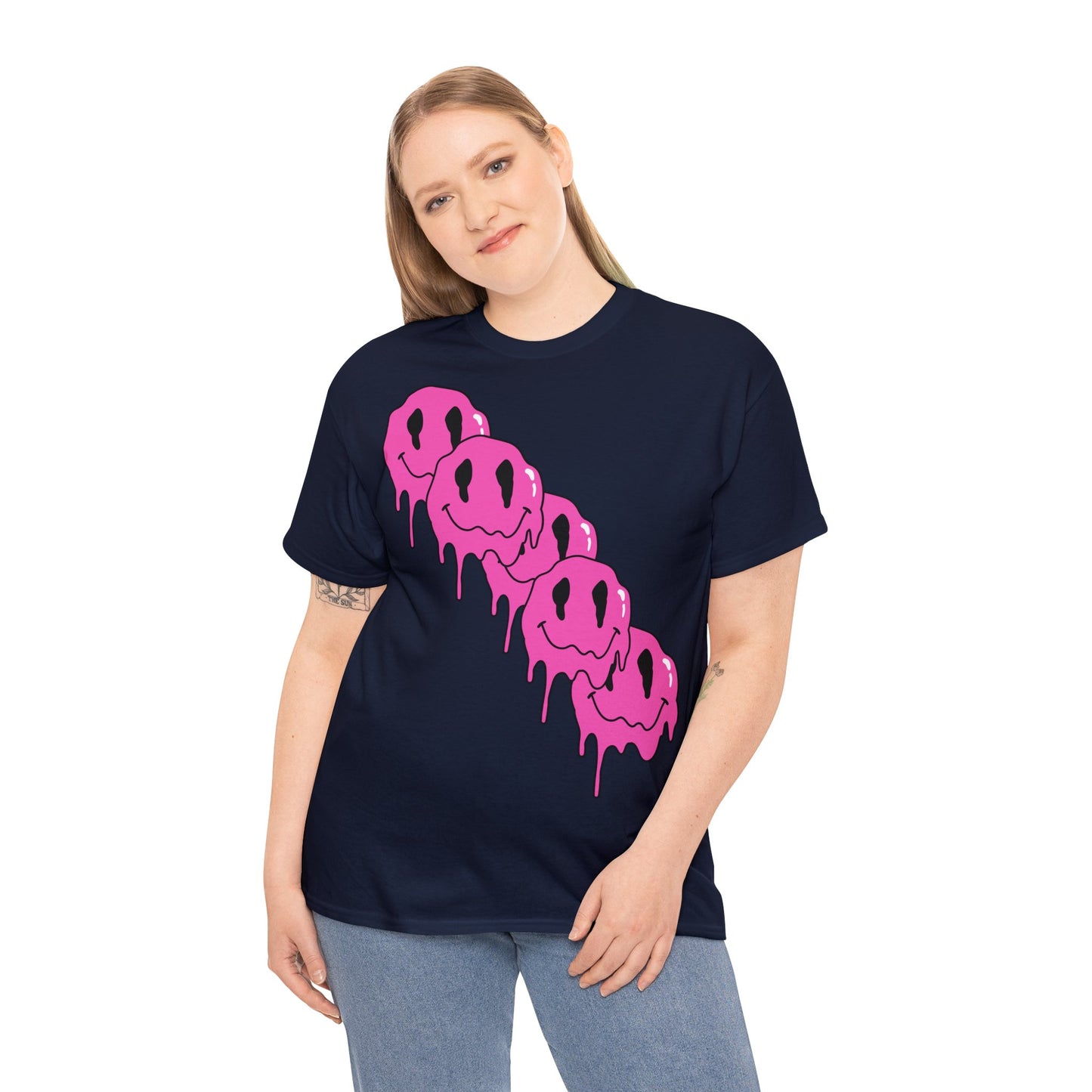 Unisex T-Shirt with Melting Smiley Face (Multiple Colours)