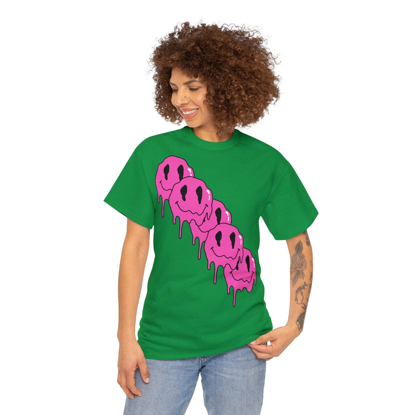 Unisex T-Shirt with Melting Smiley Face (Multiple Colours)