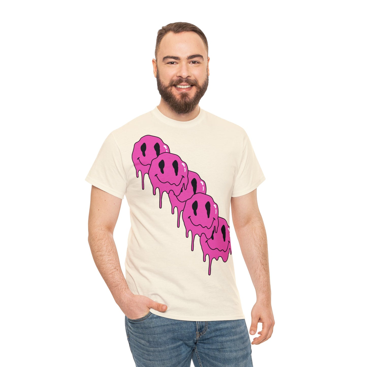 Unisex T-Shirt with Melting Smiley Face (Multiple Colours)
