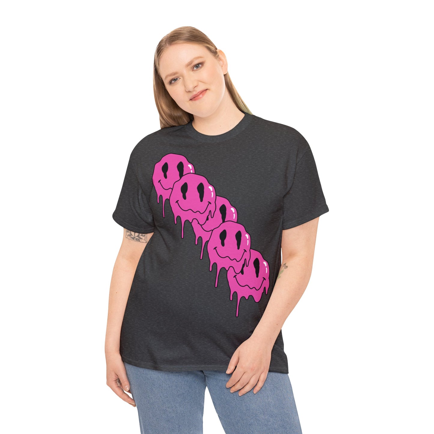 Unisex T-Shirt with Melting Smiley Face (Multiple Colours)