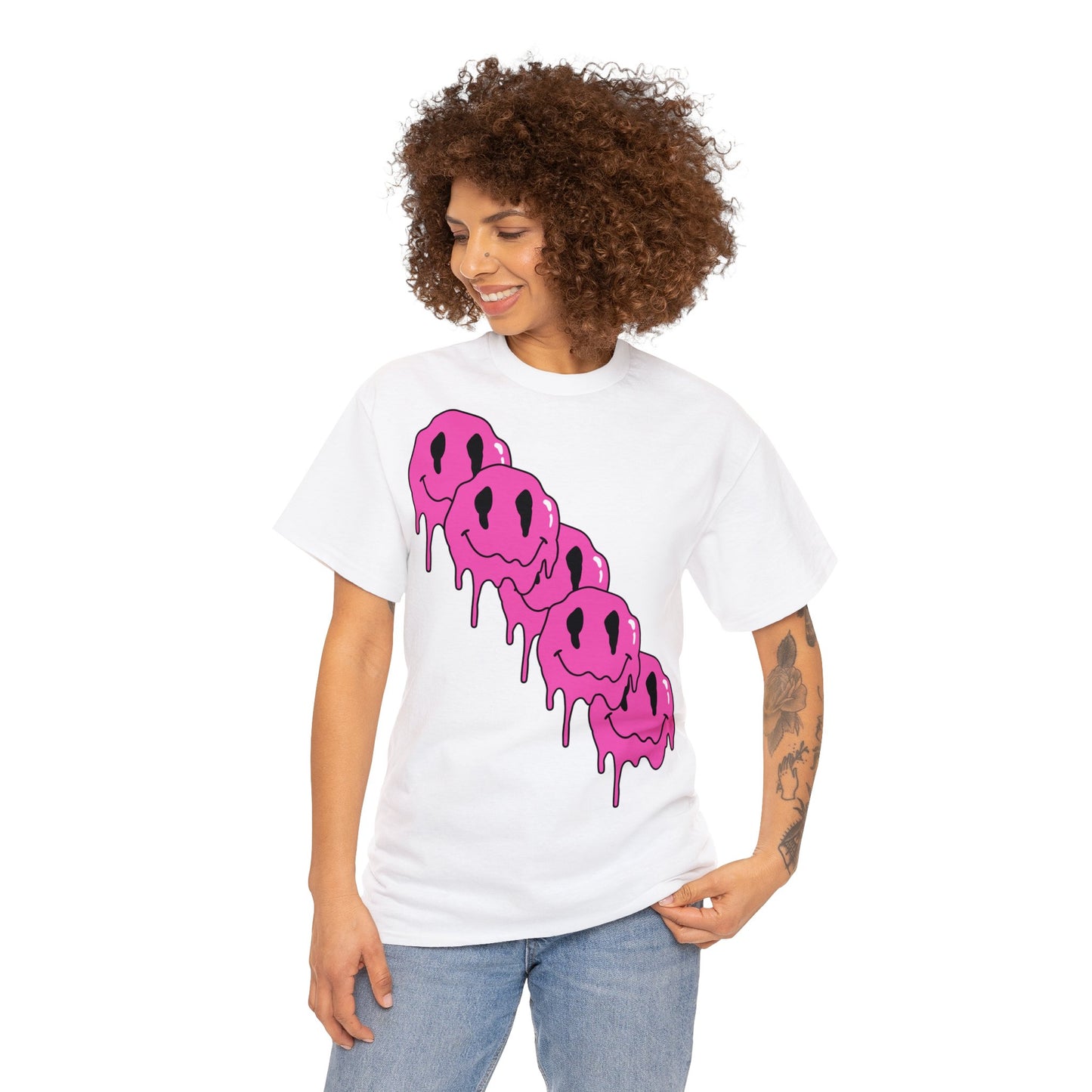 Unisex T-Shirt with Melting Smiley Face (Multiple Colours)