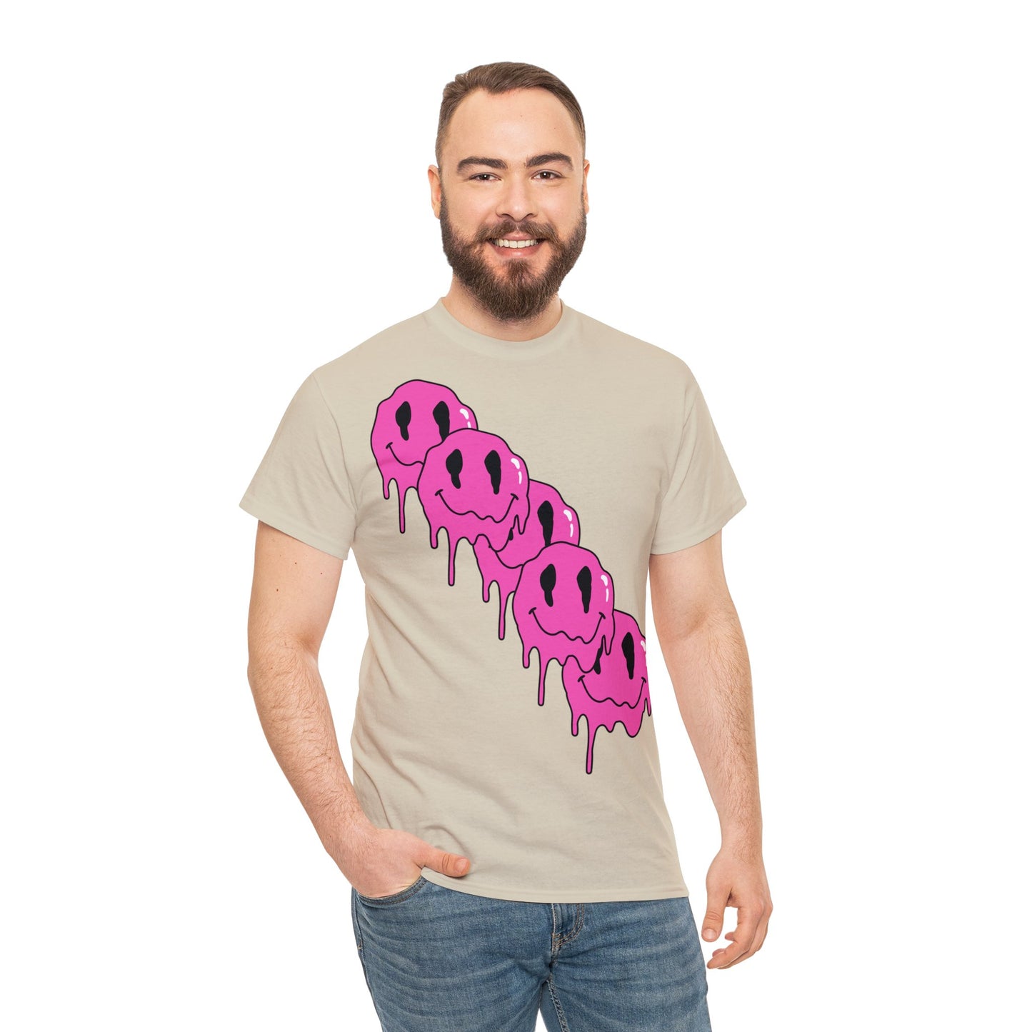 Unisex T-Shirt with Melting Smiley Face (Multiple Colours)