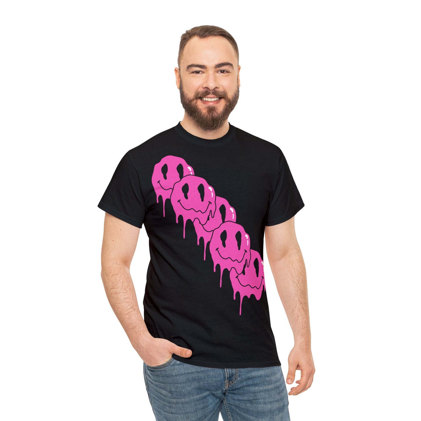Unisex T-Shirt with Melting Smiley Face (Multiple Colours)