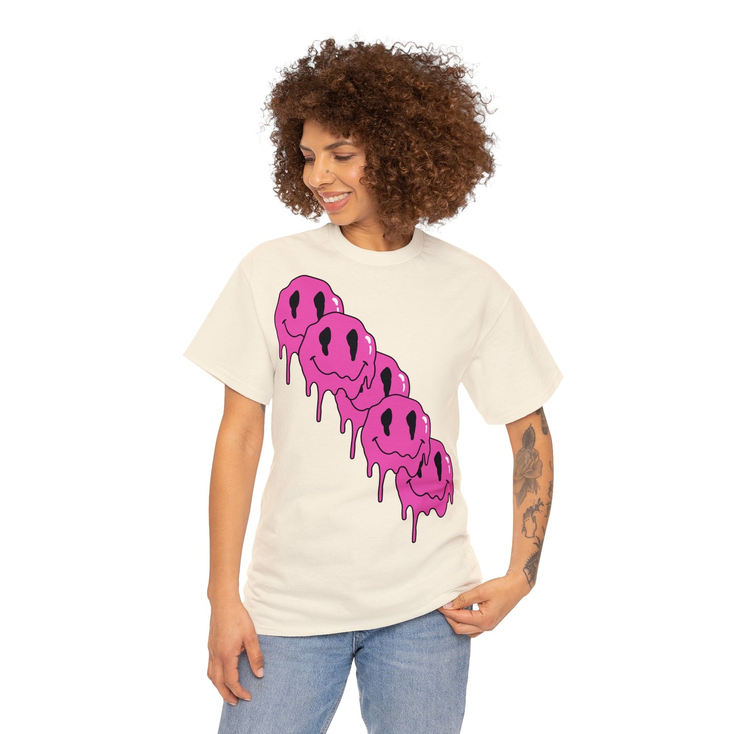 Unisex T-Shirt with Melting Smiley Face (Multiple Colours)